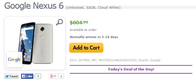 Fotografía - [Alerte pacte] Expansys a le Blanc 32Go Nexus 6 en vente pour 604,99 $ (45 $ Off) Avec imposables que dans l'Illinois et le Canada [Mise à jour: Sold Out]